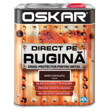 Vopsea Oskar Direct pe rugina, maro ciocolatiu lucios, interior/exterior, 2,5 l