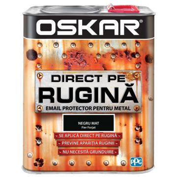 Vopsea Oskar Direct pe rugina, negru mat fier forjat, interior/exterior, 2,5 l