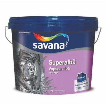 Vopsea superlavabila exterior Savana, alb, silicon, 15 l