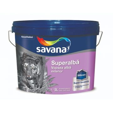 Vopsea superlavabila exterior Savana Silicon, alb, 5 l