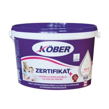 Vopsea superlavabila interior Kober Zertifikat Plus, alb, 3 l