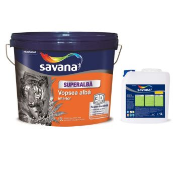 Vopsea superlavabila interior Savana, alb, 15 l + 4 l amorsa