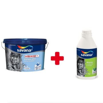 Vopsea ultra-lavabila antimucegai Savana Ultra Rezist, interior, baie si bucatarie, alb, 4 l + Amorsa 1 l
