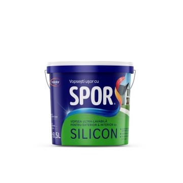 Vopsea ultra-lavabila interior/exterior Spor Silicon, alb, 8.5 l