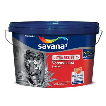 Vopsea ultra-lavabila interior Savana Ultra Rezist, alb, 2.5 l