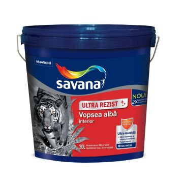 Vopsea ultra-lavabila interior Savana Ultra Rezist, alb, 20 l