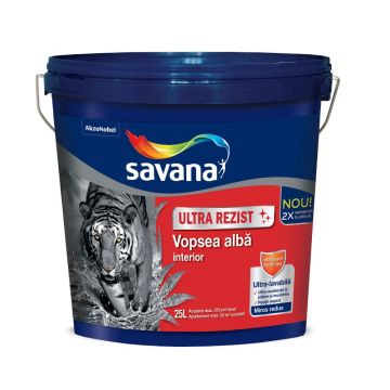 Vopsea ultra-lavabila interior Savana Ultra Rezist, alb, 25 l