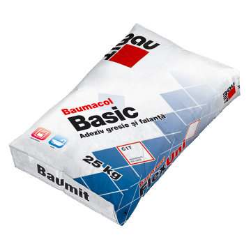 Adeziv pentru gresie si faianta Baumit Baumacol Basic, interior, gri, 25 kg