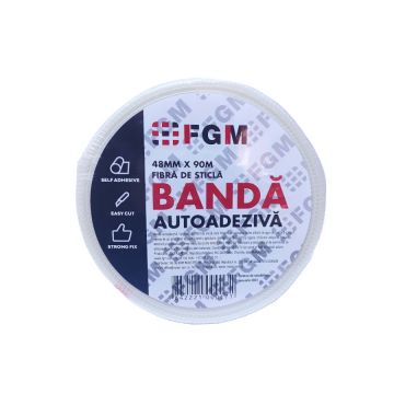 Banda autoadeziva FGM, pentru finisarea rosturilor dintre placile de gips carton din plasa de fibra de sticla, 90 m /rola