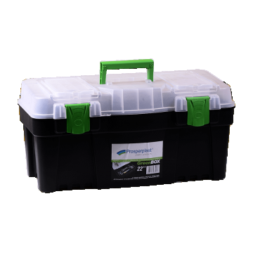 Cutie scule Prosperplast Greenbox N22G cu capac transparent, neagra, 550 x 267 x 270 mm