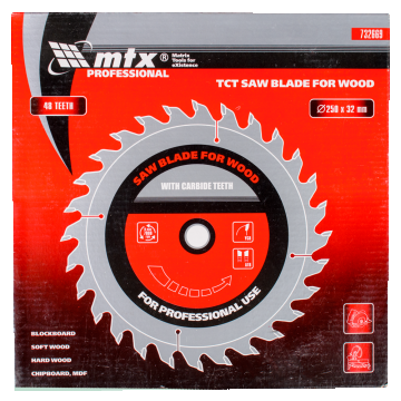 Disc 48 dinti, pentru lemne, MTX, 250 mm