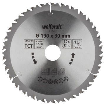 Disc circular debitare lemn, Steinel, 30 dinti, 190 x 30 x 2.4 mm