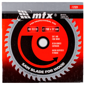 Disc debitare lemn, MTX, 200 х 32 mm, 48 dinti, bucsa 30/32