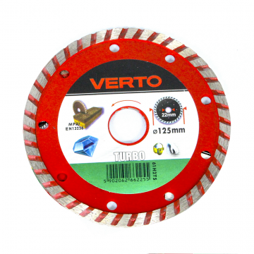 Disc diamantat debitare beton Verto Turbo 61H2T5, 125 x 22.2 x 2 mm