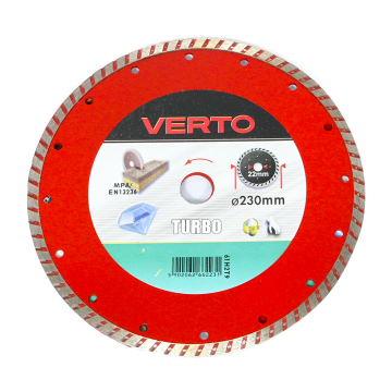 Disc diamantat debitare beton Verto Turbo 61H2T9, 230 x 22.2 x 2 mm