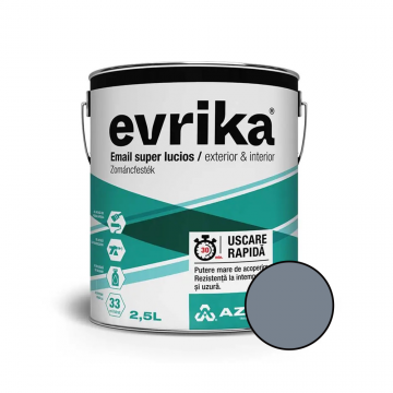 Email alchidic Evrika S5002, pentru metal/lemn/zidarie, interior/exterior, gri, 2.5 L