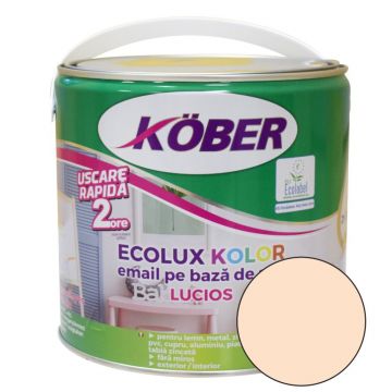 Email Kober Ecolux Kolor, pentru lemn/metal, interior/exterior, pe baza de apa, bej lucios, 2.5 l