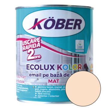 Email Kober Ecolux Kolor, pentru lemn/metal, interior/exterior, pe baza de apa, bej mat, 0.6 l