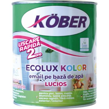Email Kober Ecolux, pentru lemn/metal, interior/exterior, pe baza de apa, negru lucios, 0.6 l