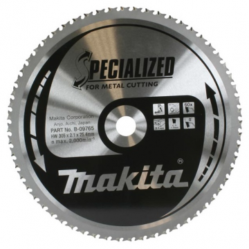 Panza debitare metal, Makita B-09765, 60 dinti, 305 x 25,4 x 1.7 mm