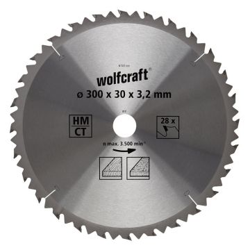 Panza pentru fierastrau circular Wolfcraft, 28 dinti, 300 mm