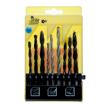 Set 9 burghie combinate Top Tools 60H009, mandrina standard, pentru lemn, beton si metal, 5-8 mm