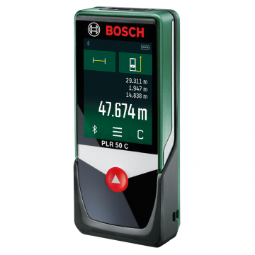 Telemetru Bosch PLR 50 C, 50 m, Bluetooth, afisaj color de inalta calitate