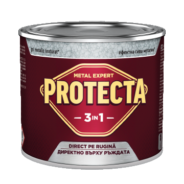 Vopsea alchidica/email Protecta 3 in 1, gri metalic texturat, interior/exterior, 0,5 L