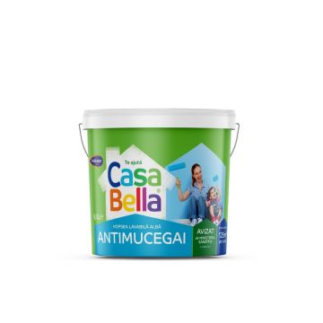 Vopsea lavabila antimucegai Casabella, interior, baie si bucatarie, alb, 8.5 l