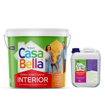 Vopsea lavabila interior Casabella, alb, 15 l + amorsa 5 l