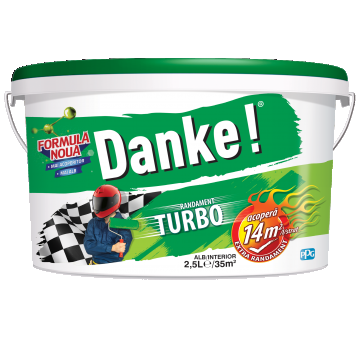 Vopsea lavabila interior Danke Turbo alb, 2.5 l