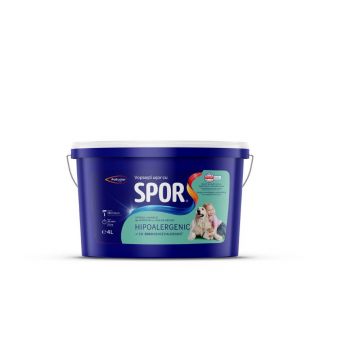 Vopsea lavabila interior Spor, hipoalergenic cu ioni de argint, alb, 4 l