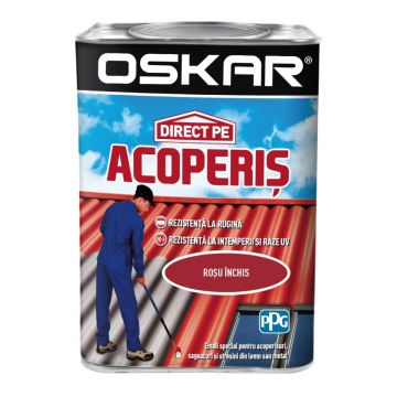 Vopsea Oskar Direct pe Acoperis, rosu inchis, exterior, 0.75 l