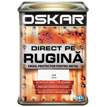 Vopsea  Oskar Direct pe Rugina, alb lucios, interior/ exterior, 0.5 L