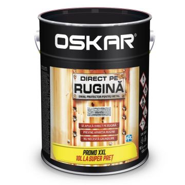 Vopsea Oskar Direct pe rugina, argintiu lovitura de ciocan, interior/exterior, 10 l