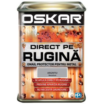 Vopsea Oskar Direct pe rugina, argintiu metalizat, interior/exterior, 0,5 l