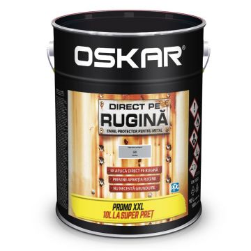 Vopsea Oskar Direct pe rugina, gri lucios, interior/exterior, 10 l