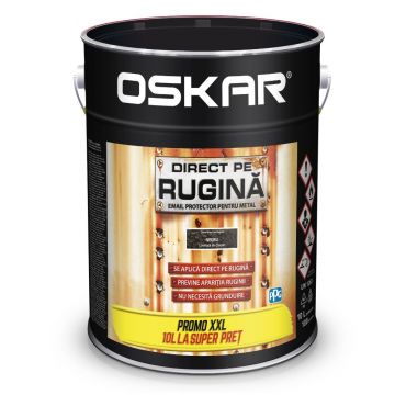 Vopsea Oskar Direct pe rugina, negru lovitura de ciocan, interior/exterior, 10 l