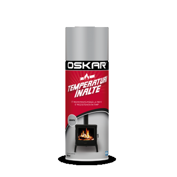 Vopsea spray temperaturi inalte Oskar, argintiu, mat, interior/exterior, 400 ml