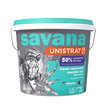 Vopsea superlavabila interior Savana Unistrat, superalba mata, 4 l