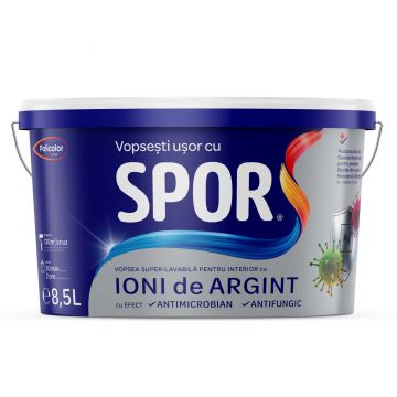 Vopsea superlavabila interior Spor, cu ioni de argint, 8.5 l