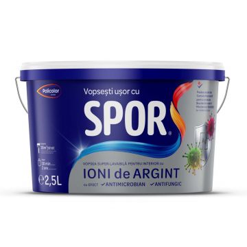 Vopsea superlavabila interior Spor, ioni de argint, alb, 2.5 l