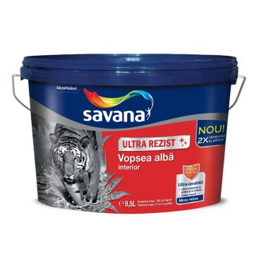 Vopsea ultra-lavabila interior Savana Ultra Rezist, superalb, 8.5 l