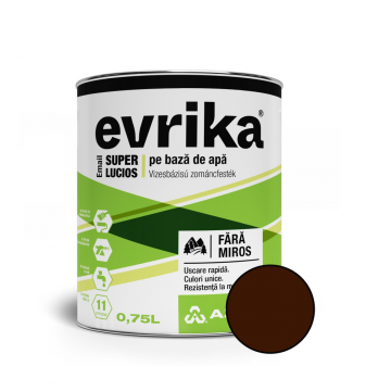 Email acrilic Evrika S8528, pentru lemn interior/exterior, baza de apa, maro ciocolata, 0.75 l