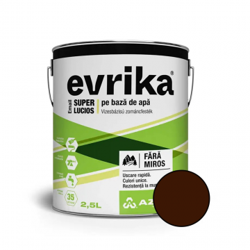 Email acrilic Evrika S8528, pentru lemn interior/exterior,  pe baza de apa, maro ciocolata, 2.5 l