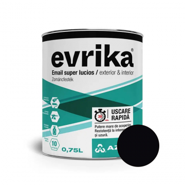 Email alchidic Evrika S5002, pentru metal/lemn/zidarie, interior/exterior, negru, 0.75 l