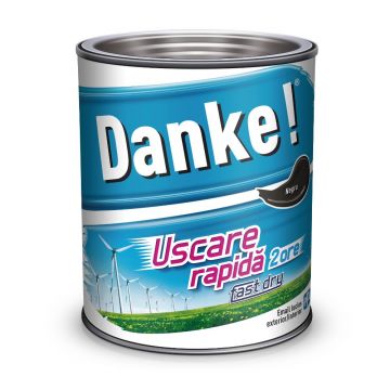 Email Danke uscare rapida, pentru metal, lemn, zidarie, exterior/interior, negru, lucios, 0.75 l