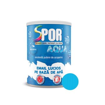 Email lucios Spor Aqua, pentru lemn/metal, interior/exterior, pe baza de apa, bleu, 0.7 l