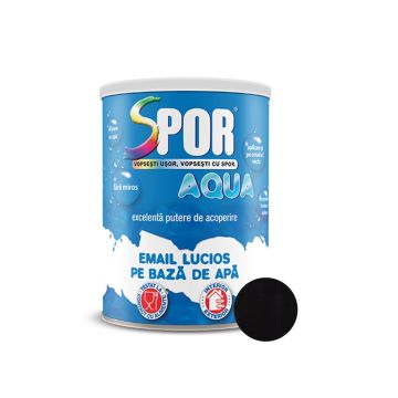Email lucios Spor Aqua, pentru lemn/metal, interior/exterior, pe baza de apa, negru, 0.7 l
