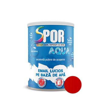 Email lucios Spor Aqua, pentru lemn/metal, interior/exterior, pe baza de apa, rosu, 0.7 l